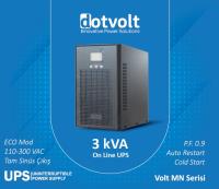 DOTVOLT VOLT MN 3 KVA 6x12V/9AH Akülü ONLİNE 1F/1F LCD Ekranlı 5/10 DK UPS